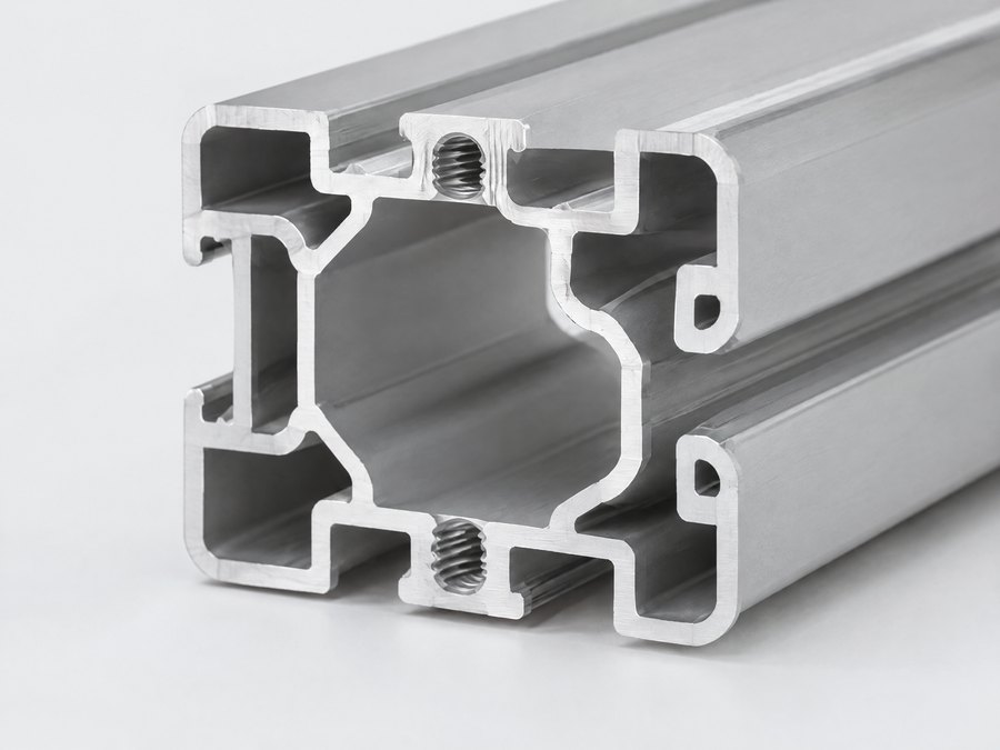 Querschnitt eines Aluminiumprofils nach Zeichnung mit Schraubkanälen