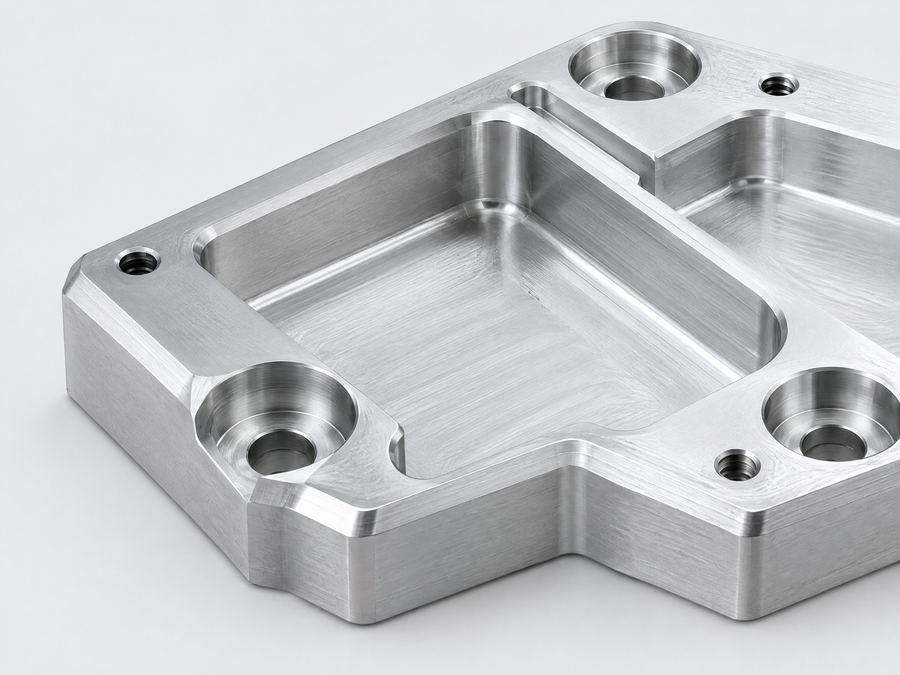 Aluminium-Frästeil mit Taschen, Innenradien und Fasen