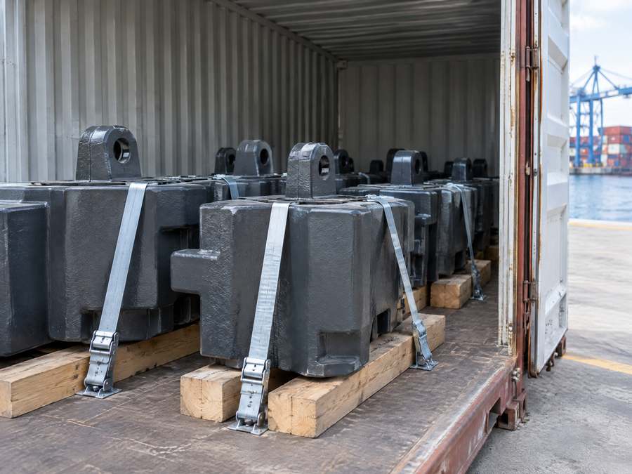 Gegengewichte mit Ladungssicherung im Container