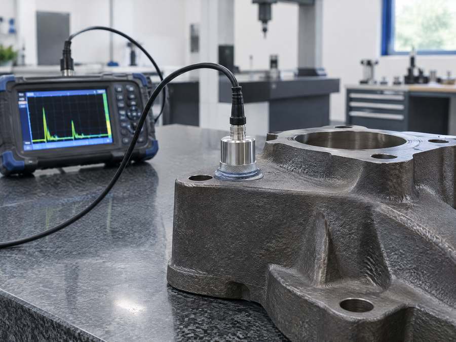 Ultraschallprüfung eines Gussteils auf innere Fehler