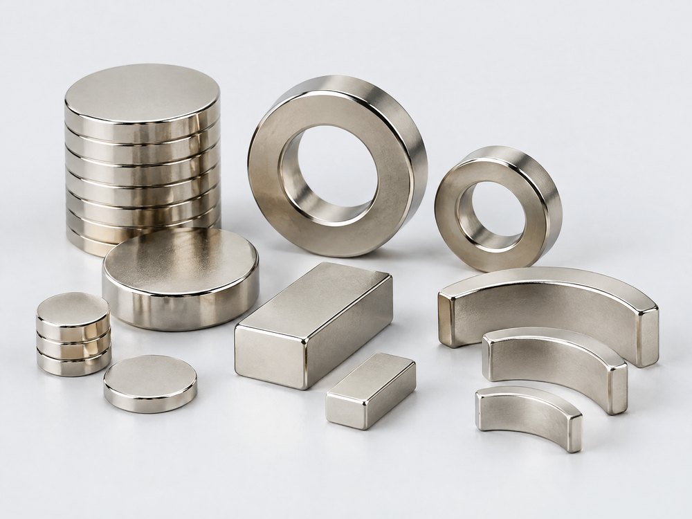 Vernickelte Neodym-Magnete: Scheiben, Ringe, Quader und Bogensegmente